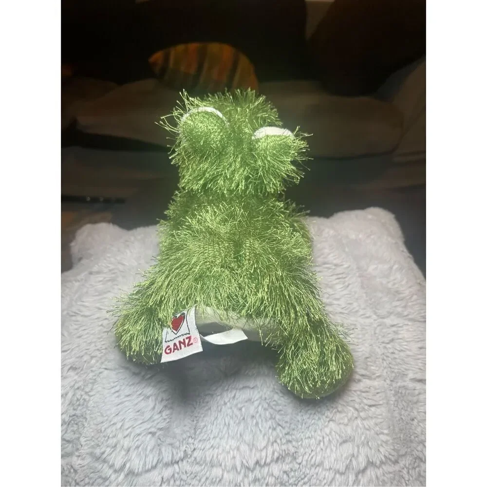 Ganz Kids Green Very Frizzy Fuzzy Green Frog Stuffed Animal Plush Toy